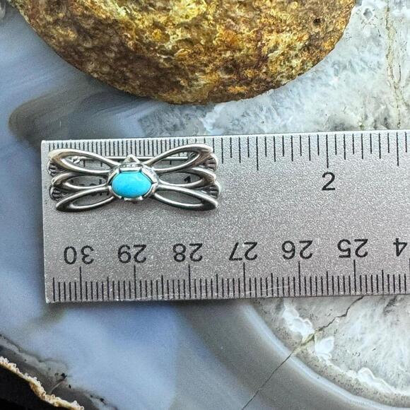 Carolyn Pollack Sterling Sleeping Beauty Turquoise Open Bow Brooch For Women - Picture 8 of 9